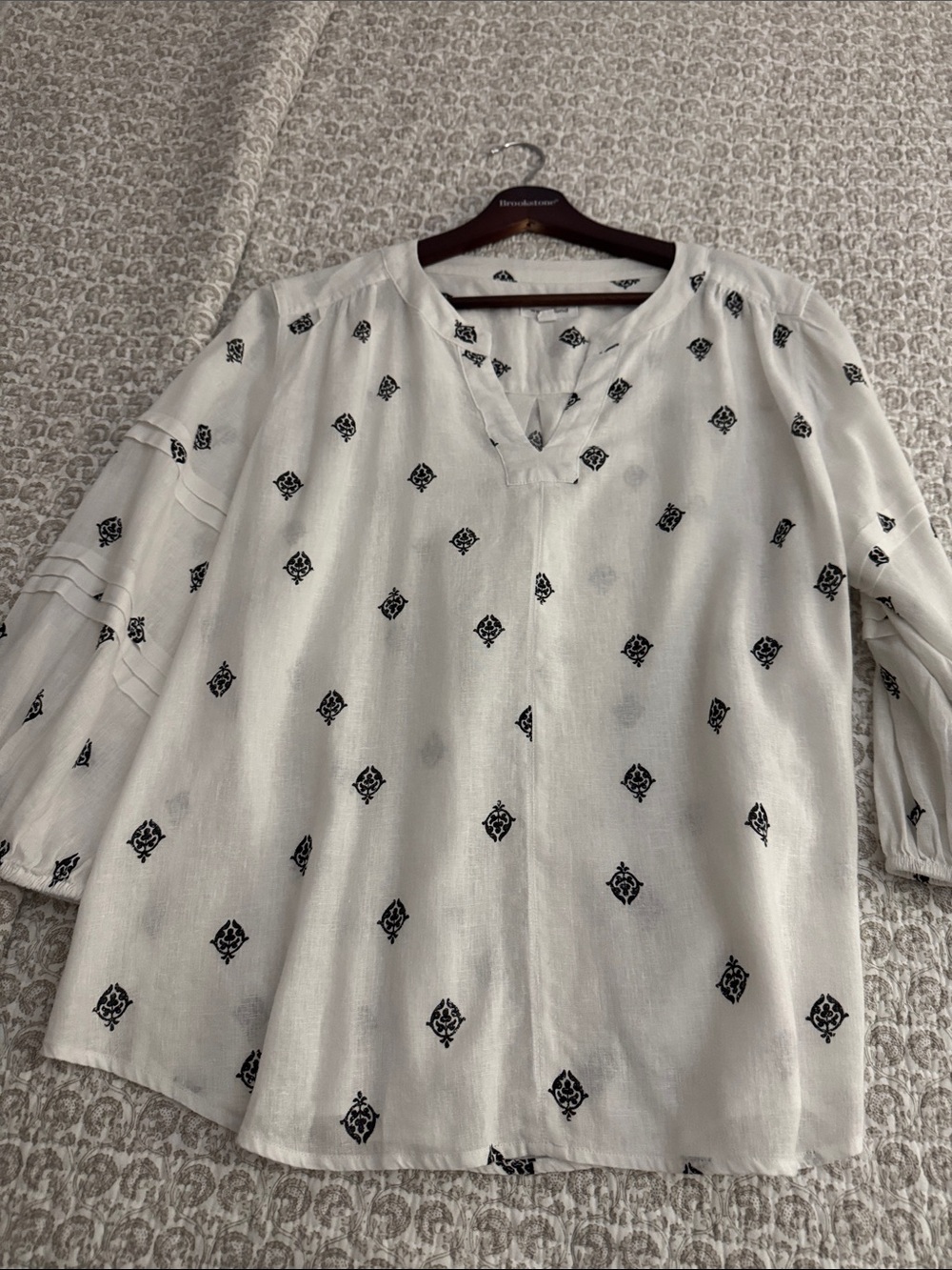 Westbound Cream Tunic with Navy Printed Motif